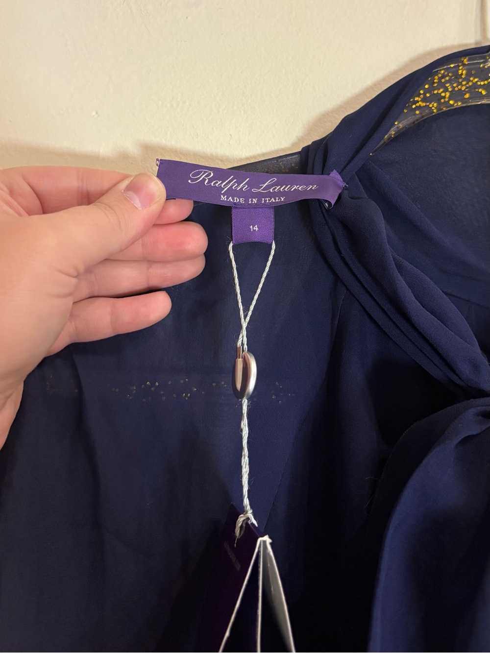 Ralph Lauren Purple Label Darabont Long Midi Dress in Navy Silk NWT 14 NO BELT - Picture 10 of 13